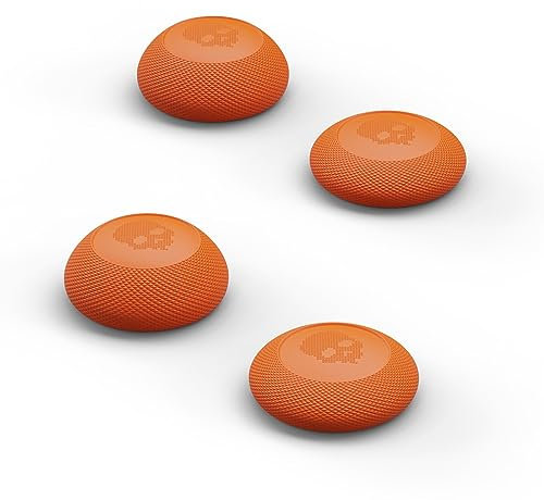 Skull & Co. Convex Thumb Grip Caps Joystick Cap Analog Stick Cap Thumbstick Grip Cover for Nintendo Switch Pro Controller & PS5 / PS4 / Slim/Pro Controller - Candy Orange, 2 Pairs (4pcs)