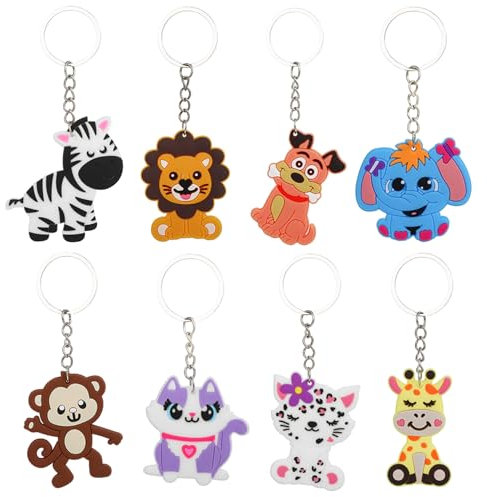 volumoon 8 portachiavi animali, silicone, regalo bambine, compleanno