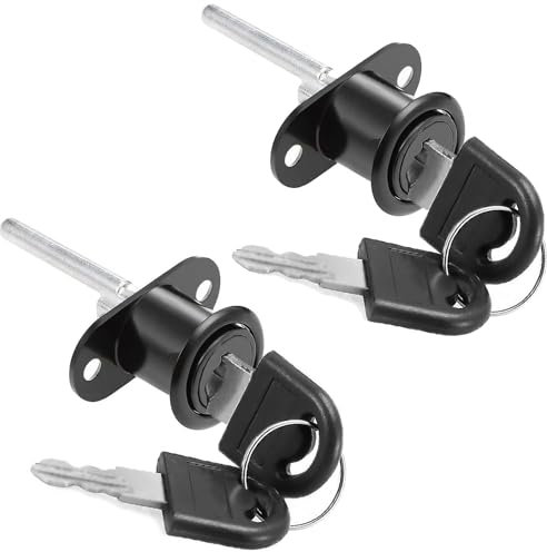 ZiYuya 2 PCS Cerradura para Cajón Cerradura Cilindro con 2 llaves Cerradura Cajonera para Buzón Archivo Armario Oficina Escritorio de Ordenador negro