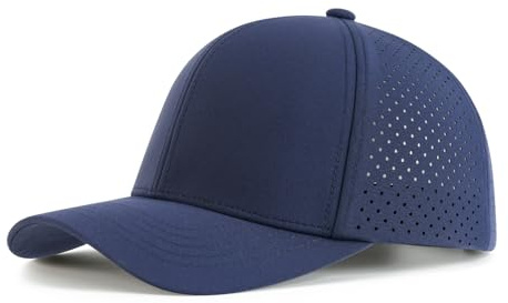 VOBOOM Men Quick Dry Baseball Cap Laser Cut Mesh Ball Curved Brim Snapback Hat (Navy Blue)