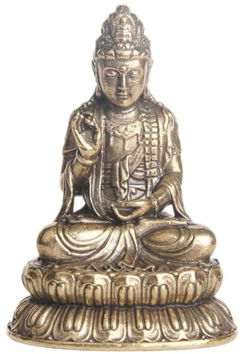 Warmhm Quan Yin Dekorative Statue Buddha-gartenstatue Buddha-heimdekoration Sammlerstücke Buddha-Figuren Buddhistische Wohnkultur Zen-meditierende Statue Groß Kupfer Sakyamuni