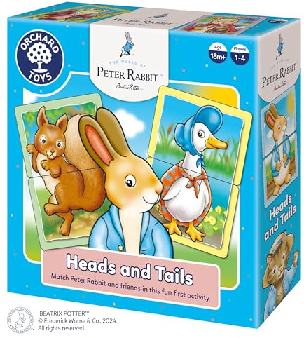 Orchard Toys Peter Rabbit™ Heads and Tails Game - Matching Pairs and Memory Game for Kids - Baby and Toddler Toys - Early Years Educational Games for Boys and Girls Age 18-Month-Old+ - 1-4 Players