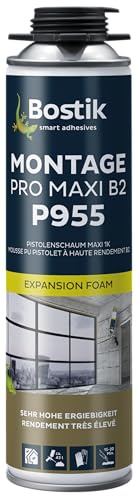 BOSTIK P955 Montage Pro Maxi B2 – Für Fenster, Hohlräume, Wandfugen, Leitungsführungen, Ideal zur Schall- & Wärmedämmung, Beständig gegen alle Bauüblichen Chemikalien, 500ml