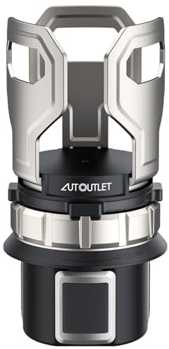AUTOUTLET Versatile Round Cup Holder Expander Silver, Adjustable for Diameter 6.5-9.5cm, Securely Holds Cups, Water Bottles, and Travel Mugs in Your Car