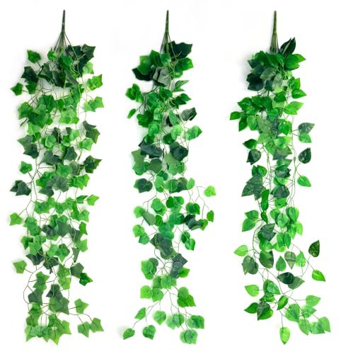 Xpieoyrm 3 Stück Künstliche Hängepflanzen, 105 cm Lang Wartungsfreie Künstliche Pflanzen Rebe, Künstliche Hängepflanzen wie echt Plants Immergrüne Kunstpflanzen Deko, für Hausgarten Dekor