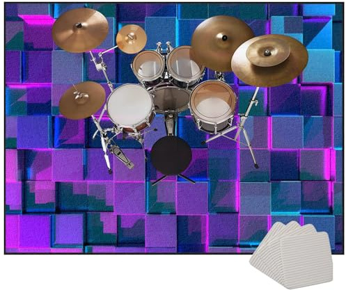 Schlagzeugteppich Drum-Teppich Schallschutz Akustik Teppich Schallschutzmatte rutschfeste Trommelmatte für E Drum Schlagzeug Elektronisch Snare Teppich Snare Drum Rug Schalldicht Teppich 160 x 120 cm