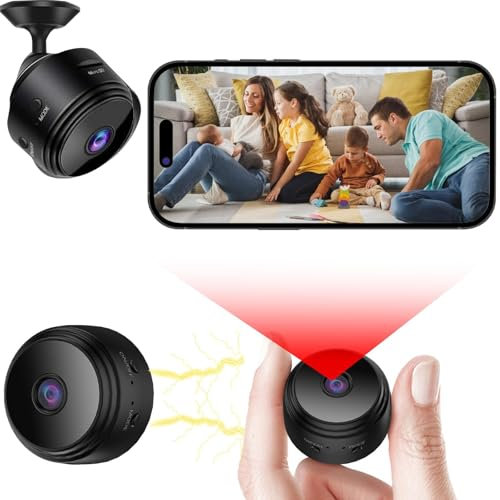 Camera Espion 1080P Caméra de Surveillance sans Fil Interieur/extérieur sans Fil avec Enregistrement Longue Batteries avec Mini Détection Mouvement Vision Nocturne Spy Cam