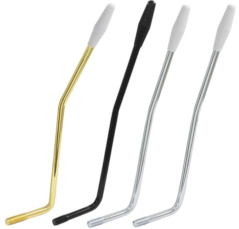 Piutouyar 4 Pack Tremolo Arm Whammy Bar 6 mm, 3 Colors Electric Guitar Whammy Bar Metal Thread Tremolo Arm with Tip (Black/Silver/Gold)
