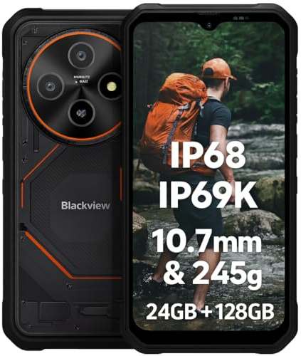 Blackview FORT 2 AI Smartphone Rugged Leggero, Editor di Foto IA, 24GB+128GB, 10,7mm Ultra-sottile, 16MP+13MP, 6,56'' HD+, Telefono Robusto IP68 Antiurto Cellulare, Android 15 DUAL SIM, GPS NFC Nero