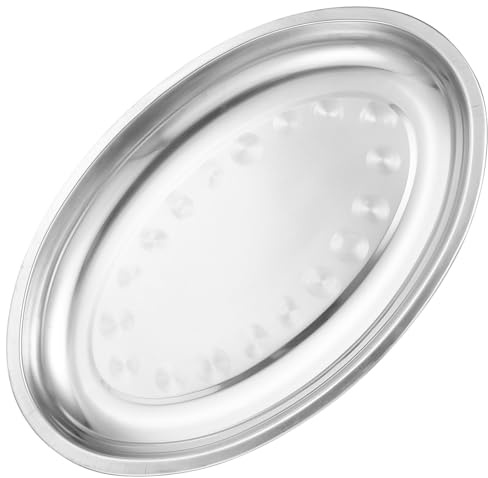 NUOBESTY Plateau de Service Ovale en Acier Inoxydable Épais 30 CM – Plat de Cuisson Vapeur pour Poisson Assiette Pâtisserie Pratique Plateau Collation pour Restaurant Résistant à la