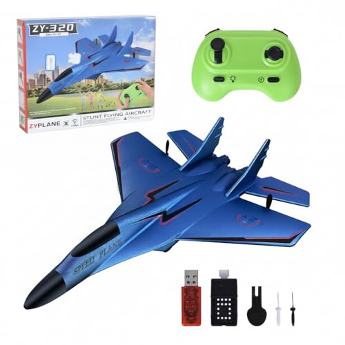 Lunaanda Avión RC de 2 Canales, 2,4 GHz Avión Teledirigido con Carga USB, Iluminación Fría, Planeador Volante a Distancia, Fácil de Volar para Niños y Principiantes