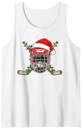 Casco da Hockey su Ghiaccio di Babbo Natale, per Uomini, Ragazzi, Ragazzi e Adolescenti Canotta