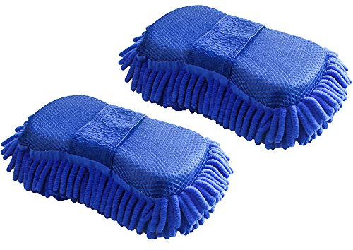 Lezed Spugna Guanto in microfibra per pulizia auto Guanto Lavaggio auto Ciniglia Microfibra Pulizia Lavare Guanti Morbido Nessun Graffio Grande per Auto moto casa di pulizia da cucina pulizia, 2 pezzi