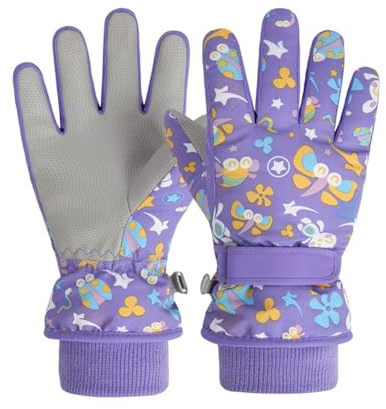 FAYHIJUN Waterproof Kids Gloves Winter Cold Weather Mittens thermal Snow Cycling Ski Glove Age1-13 for Boys Girls Kid Boy toddler Girl Children Outdoor Sport (Purple, XS（Age1-3）)