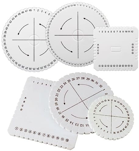 Lowats Kumihimo Disk 6 Stück Perlenschnur Scheiben Rund und Quadratisch Flechtscheibe Kumihimo Scheibe Runde Quadratische Kumihimo Macrame Geflochtene Schnur Geflecht Weben Scheibe Disk für Handwerk