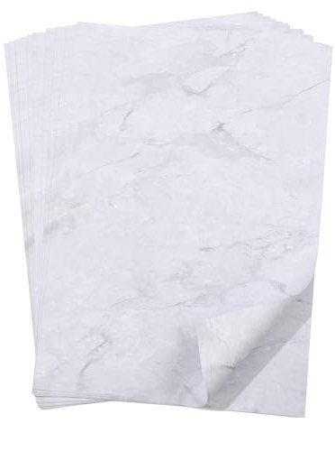 100 Blatt DIN A4 Briefpapier Marmor Optik, Weiß, beidseitig bedruckt, bedruckbar,