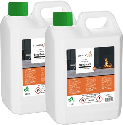 Element4 Bioetanolo 10 Litri Inodore – Bioetanolo Premium, 96,6% - adatto per tutti i caminetti a etanolo