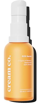 cream co. SOS Serum, Vegan Vitamin C Serum mit Niacinamid & Alpha Arbutin 30 ml, Pigmentflecken Entferner Gesicht, Augenringe Entfernen, Repairing Serum für Mehr Glow & Einen Ebenmäßigen Teint
