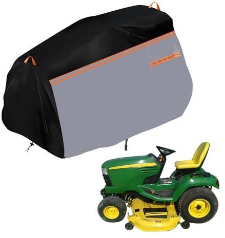 luolety Cubierta para tractor de césped 420D, lona resistente al agua y al polvo, universal, para exteriores, jardín, cortacésped, tractor con bolsa protectora negra para todas las estaciones (183 x
