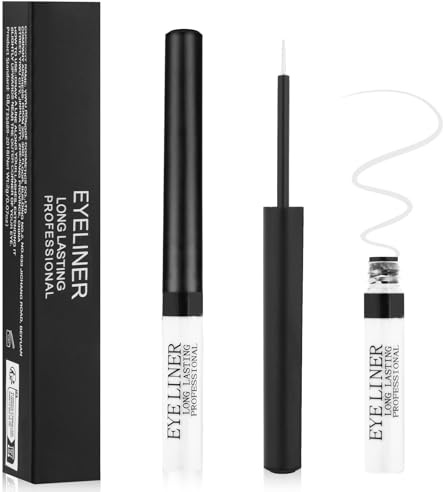 Aomig 24h-Wasserfester Eyeliner Präziser Veganer Eyeliner Flissig mit Langzeit-Halt Smudge-Proof Formel Matt Eye-liner Sanfte Kajalstifte empfindliche Augen perfekt für Täglich Maskenbildner (Weiß 2g)