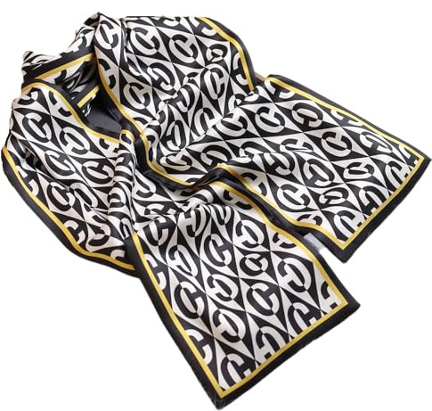 GIMIRO Sciarpa di seta in raso a doppio strato 150 x 16 cm, cravatta, cintura in vita a fiori per blazer, cappotto, vestito, 150cm x 16cm