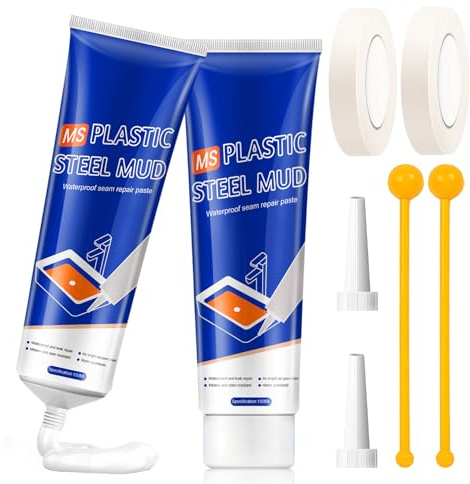 Silicone Doccia, Silicone Bianco, silicone Antimuffa per Doccia, silicona Blanca para Cucina, Bagno, Vasca ed Lavabo, Impermeabile, Non Facile da Rompere, 150ML*2