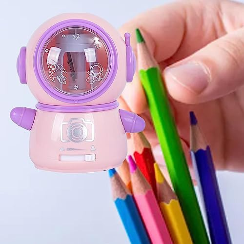 Jelquix Elektrisk Pennvässare, Söt Tecknad Vässare, USB-batteridriven Vässare med Säker Design, Perfekt för Klassrum, Alla Storlekar (Rosa)