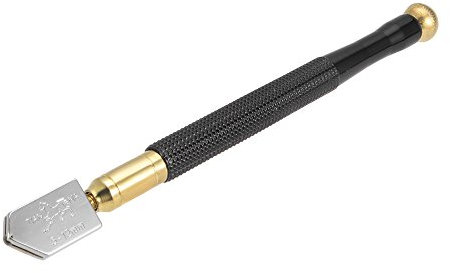 Sourcingmap Glass Cutter 5-12mm, Pencil Style Oil Feed Carbide Tip Black Metal Handle for Glass Tiles Mirror Cutting
