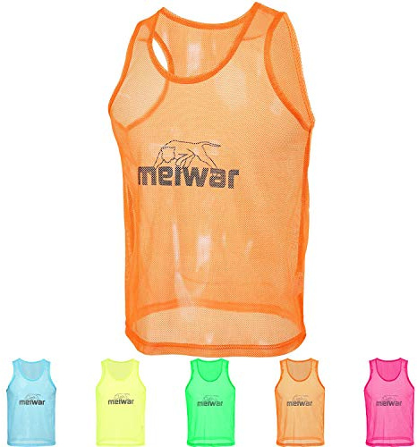 meiwar Petos De Futbol - Deportivas De Futbol | 10 Unidades | Petos de Entrenamiento para fútbol, Baloncesto, Hockey | Naranjado L
