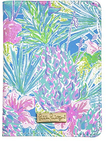 Lilly Pulitzer Vegan Leather Passport Holder, Cute Passport Cover, Travel Wallet with Credit Card Slots, Swizzle In