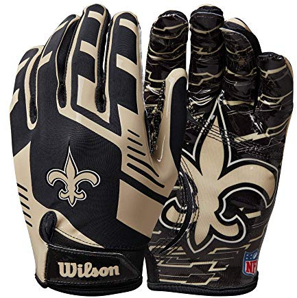 Wilson NFL New Orleans Saints Gants de Football Stretch pour Adulte