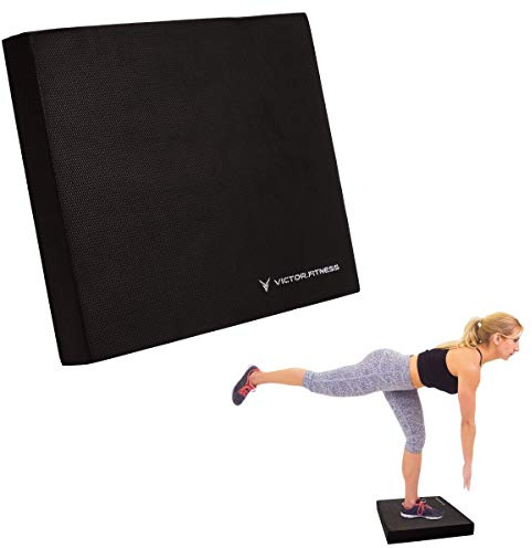 Victor Fitness Black Non-Slip Balance Foam Pad for Stability Training, Yoga, Physical Therapy, Knee, and Lower Back Support - Gym or Office Use