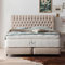 Boxspringbett Chester 180x200 Webstoff, Barock, mit Visco-Topper, Chesterfield, Hotelbett, ohne Bettkasten, 7 Zonen Taschenfederkern-Matratze, Aufbau KOSTENLOS (Beige, 180x200 cm mit Topper)