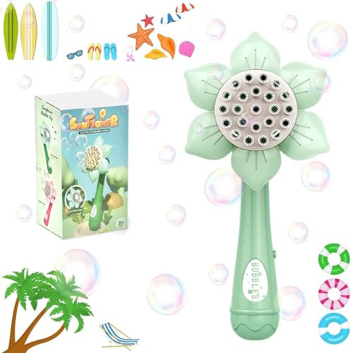 Bubble Machine,Sonnenblume Seifenblasenstab,Kinder Automatic Bubble Gun,Seifenblasenpistole,Elektrische Seifenblasenmaschine,Kid Bubble Machine,für Outdoor,Party,Hochzeit