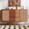 I0I&I0I Exklusive Rattan Kommode: Stilvoll und Funktionell | 2 Türen, 3 Schubladen | Verstellbare Ablage | Vintage Nussbaum | Wohnzimmer & Schlafzimmer | Top-Qualität (Braun 1)