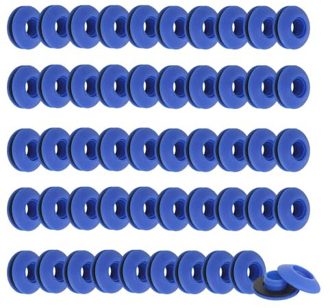 50 pièces Œillet de Bâche Auto Bloquants en Plastique,Œillets en Plastique pour Bâche, Ensemble d'oeillets en Plastique pour Tissus pour Bâche de Piscine Bâche Rideaux Tentes Bleu(28 x 28 x 12 mm)