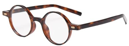 VFDHN Runde Brillenfassung aus Acetat, für Damen und Herren, Brillengestell, transparent, UV400-Schutz, 3, Einheitsgröße