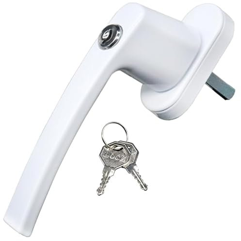 Manilla Ventana Aluminio Biela de puerta y ventana de acero y plástico, manija de transmisión de soporte con llave de seguridad y bloqueo de ventana antirrobo Manillas con cerrojo para ventanas(Routin