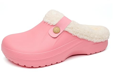 FRTUBOP Hommes Femmes Fourrure Sabots Hiver Chaud Chaussons de Maison Peluche Imperméables Chaussures de Jardin Pantoufles Antidérapant Intérieur Outdoor