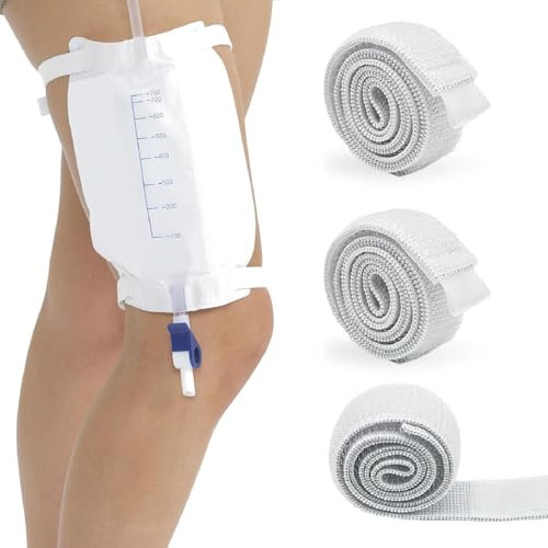 Sacca Catetere Cinghia,Gamba Cinghie,Supporto per Gamba del Catetere,Sacca per il Drenaggio Delle Urine per Gamba,Non-slip Catheter Strap Sacche Urina da Gamba,Sacca per il Drenaggio Delle Urine,3 PC