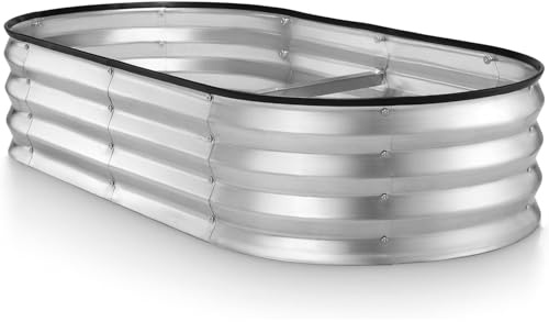 HEYOUTH Potager Surélevé en Acier Galvanisé,Plates-bandes surélevées pour jardin,Jardinière sur Pieds,Jardinière avec Base Ouverte,Bac Potager Exterieu,pour Légumes, d'Herbes, Fleurs (180*60*30CM)