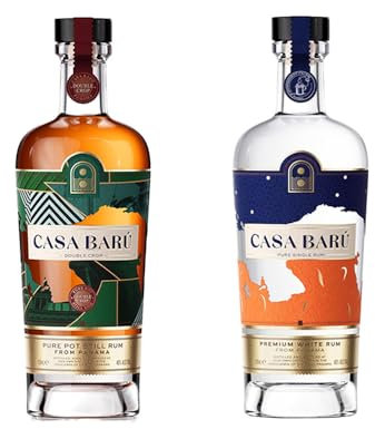 Casa Baru Rum Selection | Double Crop & Blanco | Premium Pot Still Rum from Panama | Aged & White Rum | Crafted with Volcanic Spring Water | 2 x 70cl | 40% ABV