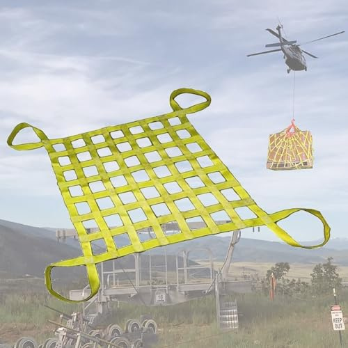 Lifting Hoisting Hanging Net - Polyester Lifting Nets, Sturdy Load-bearing Material Handling Belts, Truck/Trailer/Cargo Net, Heavy Duty Rigging Strap For Lifting And Towing(3 X 3-M/Mesh 15cm