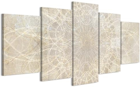 LUMASOUL Cuadros Decoracion Salon Modernos 5 Pieza - Decoración Pared Boho Motivo - Cuadros Decorativos con marcos de madera y telares Salón y dormitorio - 200x100 cm
