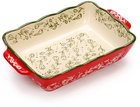 Cazuela pequeña, Cazuela de cerámica, Cazuela para 1-2 personas, Bandeja de horno con asas de cerámica, Pequeño horno para lasaña, Tiramisú, Bandeja de horno