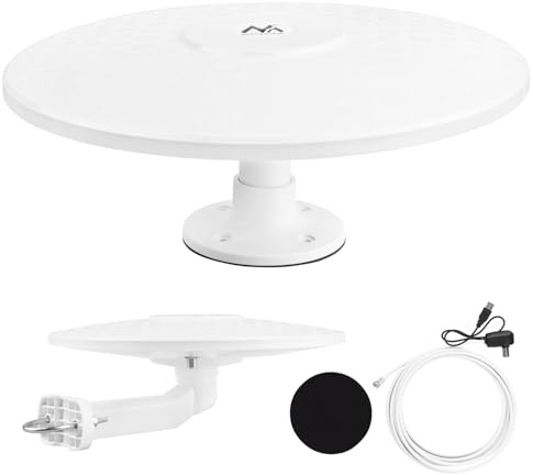 Antena Activa de TV DVB-T2 HEVC Maclean MCTV-102/3/4 | Filtro LTE omnidireccional Amplificador 360 Grados Compacto móvil (Blanco MCTV-104, Camper, USB 5 V 30 mA CC)