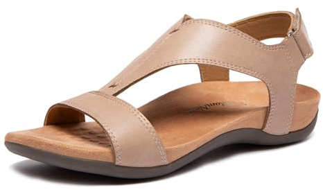 Glamnest Women's Orthopedic Sandals Open Toe T-Strap Orthopedic Flat Sandals Arch Support and Adjustable Straps Orthotic Sandal Walking Comfort Summer Shoes Nude 9