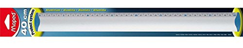 Maped - Material Escolar - Aluminio - Regla Metálica Plana de 40 cm - Protección de Aristas - Fabricada en Aluminio Anodizado - Presentada en Blíster - Ideal para el Estuche