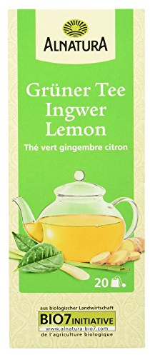 Alnatura Bio Grüner Tee Ingwer Lemon, 20 x 1.5g