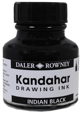 Daler-Rowney Kandahar Drawing Ink, Glass Bottle, 5.92oz - 175 ml, Black